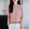 Camiseta básica quente e grossa para outono e inverno com design de crochê, suéter de malha 100% algodão estilo francês feminino