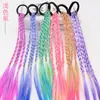 Cuerda para Trenzar el Cabello de Niña con Gradiente de Color Nuevo Seda de Alta Temperatura Bucle de Cabello Trenzado Hecho a Mano DIY Peluca Infantil