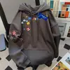 Sudadera con capucha estampada con letras, estilo divertido y lindo, holgada y moderna, chaqueta de terciopelo engrosada para otoño e invierno, top de moda