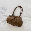 Bolsa tote plissada de cor sólida estilo coreano, nicho, novo modelo verão 2026, alto valor estético, única, bolsa de ombro para o dia a dia de grande capacidade