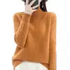 Suéter folgado, tricô casual, 02025, gola alta discreta, camada interna, camada base espessa, feminino, 10% lã, novo estilo, transfronteiriço, cinza