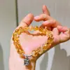 Prata 925 alta qualidade 9-10mm natural gelo através micro algodão cristal amarelo pulseira pulseira