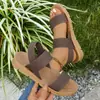 Nuevas de Moda Tallas Grandes Verano Transfronterizas Sandalias de Playa Planas Elásticas para Mujer Estilo Romano para Uso en Exteriores