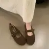 Zapatos Mary Jane Resistentes al Viento 2026 Nuevo Estilo Zapatos Peludos para Otoño e Invierno con Forro de Felpa Mocasines Planos con Encanto de Hada