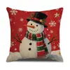 Amazon Más Vendido Funda de Cojín con Estampado de Muñeco de Nieve Navideño Combinación de Juego Rojo Cojín de Respaldo para Sofá Almohada de Decoración Festiva