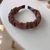Diadema plisada de cuero PU estilo francés, diadema de cuero retro color Curry, coreana otoño e invierno, nuevo pasador, accesorios para el cabello al por mayor