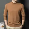 Suéter de Lana de Punto Fino de Manga Larga para Hombre, Suéter Base Delgado de Cuello Medio Alto de Color Sólido, Ropa para Hombre, Primavera/Otoño 2026