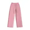 Ry2538-25 Verão Novo Estilo Europeu e Americano Cordão Preguiçoso Solto Calça de Perna Larga Solta Casual Comprimento Total
