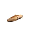 Mules Retro Calados Redondos de Tacón Bajo sin Cierre 2026 Verano Nuevo Moda Estilo Perezoso Pantuflas