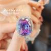 Traje de Corte Flor de Hielo Cuadrado Largo Grasa de Litio Púrpura de Industria Pesada Incrustado con Diamante de Alto Carbono Collar de Diamantes Púrpura Pendientes Caibao Anillo para Mujer