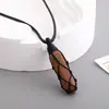 Colar Pendente Coluna Hexagonal de Cristal Natural Transfronteiriço Pingente de Cristal Rosa Colar Pingente de Cristal de Pedra Natural Atacado