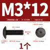 Tornillos de Cabeza Hexagonal Grande de Acero Inoxidable 304 Negros, Tornillos de Cabeza Plana Grande, Pernos de Cabeza Redonda Tipo Champiñón M2-M8