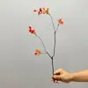 Folhas Artificiais de Bordo Vermelho, Galhos de Bordo Verde de Outono, Ornamentos de Decoração para Sala de Estar de Árvore de Bordo, Galhos Secos, Arranjos de Flores para Vaso, Plantas Falsas