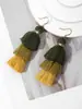 Pendientes con borlas hechos a mano para mujer, estilo étnico retro europeo y americano, largos, bohemios, distintivos, joyería