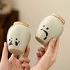 Ceniza de Planta Panda Apilado Lata de Té Lata Vacía China Retro Lata Sellada Lata de Almacenamiento Lata de Cerámica para el Hogar Pequeña