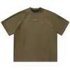 Camiseta de Suede Texturizado de Manga Corta para Hombre 26 Verano Diseño de Empalme Dividido Retro Americano Camiseta Holgada para Pareja Q
