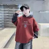 Moletom com Capuz de Manga Longa Tendência Cool Novo 2026 para Meninos, Blusa Casual Estilosa de Outono
