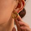 INS Europeu e Americano simples espiral de aço titânio brincos moda feminina personalidade criativa ouro 18K brincos brincos de aço inoxidável