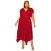 N7823 Ropa de Mujer Transfronteriza Europea y Americana Amazon 2023 Primavera y Verano Cuello en V Manga Hoja de Loto Plisado Vestido de talla grande Vestido