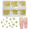 Caixa de Decoração para Unhas Estrela de Seis Pontas Lua Dourada Mini Rivets de Estrela de Seis Pontas Acessórios Joias para Unhas Atacado