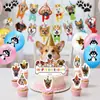 Decoración de Fiesta de Mascotas Nueva Transfronteriza Bandera de Cumpleaños Arte Latte de Perro Huella de Perro Inserto para Pastel Fabricante Mayorista