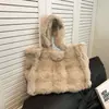 Bolso de hombro de felpa transfronterizo para otoño e invierno, gran capacidad, bolso tote suave y esponjoso, estilo delicado, adecuado para estudiantes y personas que van al trabajo