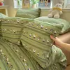 Conjunto de quatro peças em gaze de algodão de camada dupla 100%, lençol e fronha de algodão puro estilo menina Classe A, conjunto de três peças de cama Nantong 4