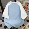 Camiseta de Manga Corta con Estampado de Letras de Marca de Moda y Diseño Color-Blocking Verano 2026 Versátil Holgada Estilo Pareja