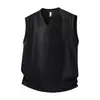 Directo del fabricante: Chaleco de punto con estampado de cebra estilo americano y cuello en V para hombre, camiseta sin mangas chic y sofisticada para el verano, para fitness y deportes