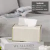 Caja de almacenamiento de pañuelos de cuero para habitación de negocios, caja de pañuelos con sello dorado de hotel, caja de almacenamiento de pañuelos de cuero para habitación de negocios