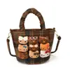Bolsa de Lã de Nicho para Mulheres 2025 Nova Outono e Inverno Versátil Bolsa Saco Moda Bolsa Tiracolo Ombro Xadrez