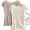 Tricô Vazado de Seda de Amora Feminino Super Slim Verão Leve e Fresco Lyocell Tencel Camiseta Top de Manga Curta