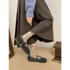 Zapatos de Felpa Retro Grises de Suela Gruesa Peludos para Ropa de Abrigo de Mujer 2025 Nuevos de Invierno Cálidos Antideslizantes Mary Jane de Algodón