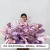 Arreglo de Suelo para Boda Camino Morado Guía de Flores Flor Colgante Flor Artificial Banquete de Compromiso Arreglo de Boda Decoración de Escenario de Salón de Bodas Flor