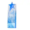 Trofeo de cristal personalizado con panel biselado iridiscente fluido, estrella de cinco puntas, premio de alta gama para la reunión anual de la empresa, premio al empleado destacado