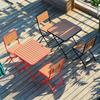 Mesa plegable minimalista moderna para exteriores, mesa y silla de madera plástica para uso comercial al aire libre, mesa y silla plegables para patio de villa y ocio