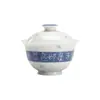 Mi Yan polvilha azul underglaze cor pintada à mão tampa tigela poesia manuscrita tigela de chá branco xícara de chá literati utensílios kung fu jogo de chá