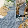 Novos produtos transfronteiriços Caminho de mesa enrugado Gaze Toalha de mesa translúcida Toalha de mesa para festa de feriado Toalha de mesa de casamento Twist Caminho de mesa enrugado