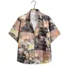 Camisa de Flores Harajuku Literaria de Manga Corta para Vacaciones de Verano en la Playa Tailandia Yunnan Festival de Salpicaduras de Agua Mismo Estilo para Hombres y Mujeres Hawái