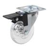 Rueda universal transparente de fondo plano de 1.5 pulgadas 2 pulgadas 3 pulgadas material TPU silenciosa suave sin costuras rueda para pata de mueble con rueda de freno
