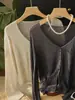 Hongmi Apparel/Cárdigan de punto fino con cuello en V holgado, textura calada, manga larga, top de protección solar para mujer, verano