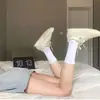 Calcetines Suwan Nike de Algodón Puro a Cuadros para Mujer, Medias de Estilo Coreano de Longitud Media, Calcetines Deportivos Trendy para Instagram, Calcetines con Cierre