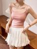 Camisola de Algodón Puro Peinado de 230g para Mujer, Nuevo Estilo Verano 2026, Escote en U Sexy, Espalda Descubierta, Estilo Corto, Adecuada para Usar en Capas o Sola