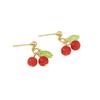 Aretes de Cereza Dulce Fresca de Aguja de Plata 925 Estilo Ins Aretes Elegantes para Chicas Hermosas Corazón Combinación con Todo Fruta Aretes de Botón
