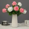 Flor Artificial Realista de Alta Qualidade, Hidratante, Arte em Flor Artificial Única Haste Borda Enrolada Rosa Decoração de Mesa Interna Casamento Flor Artificial