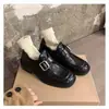 No cansan los pies~2026 Nuevos Mocasines Versátiles de Punta Cuadrada con Correa de Hebilla y Tacón Grueso para Mujer, Zapatos de Piel Negra