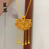 Loja de Ouro Mesmo Estilo Banhado a Ouro Esmalte Fechadura Pupila Tianzi Pingente Filigrana Oca Incrustado Dragão e Fênix Colar Auspicioso Atacado