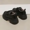 Sapatos Pequenos de Couro Estilo Britânico para Mulheres 2025 Novos Sapatos de Algodão Outono e Inverno Mocassins Sapatos Quentes com Forro de Lã Sola Grossa Francesa