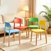 Sillas de comedor apilables tipo macarrón color crema, reforzadas y antideslizantes, para mesas y sillas de comedor en casa, cafeterías comerciales, sillas ligeras de plástico