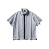 Roupa Masculina Beijie Verão 2026 Nova Camisa de Manga Curta com Patchwork de Gola Dupla Camisa Xadrez Retrô Masculina Jaqueta Fina